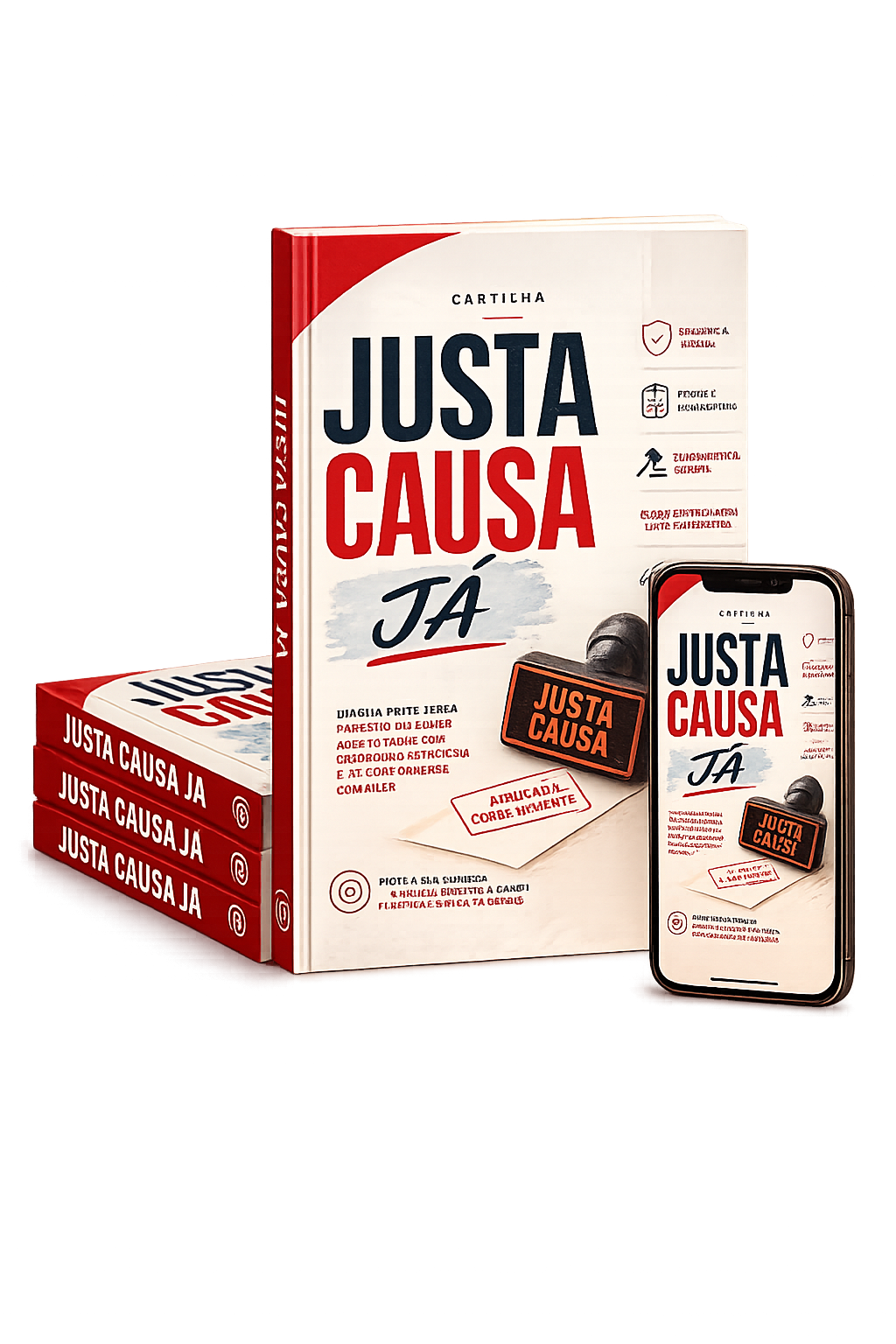 Mockup do guia Justa Causa Já