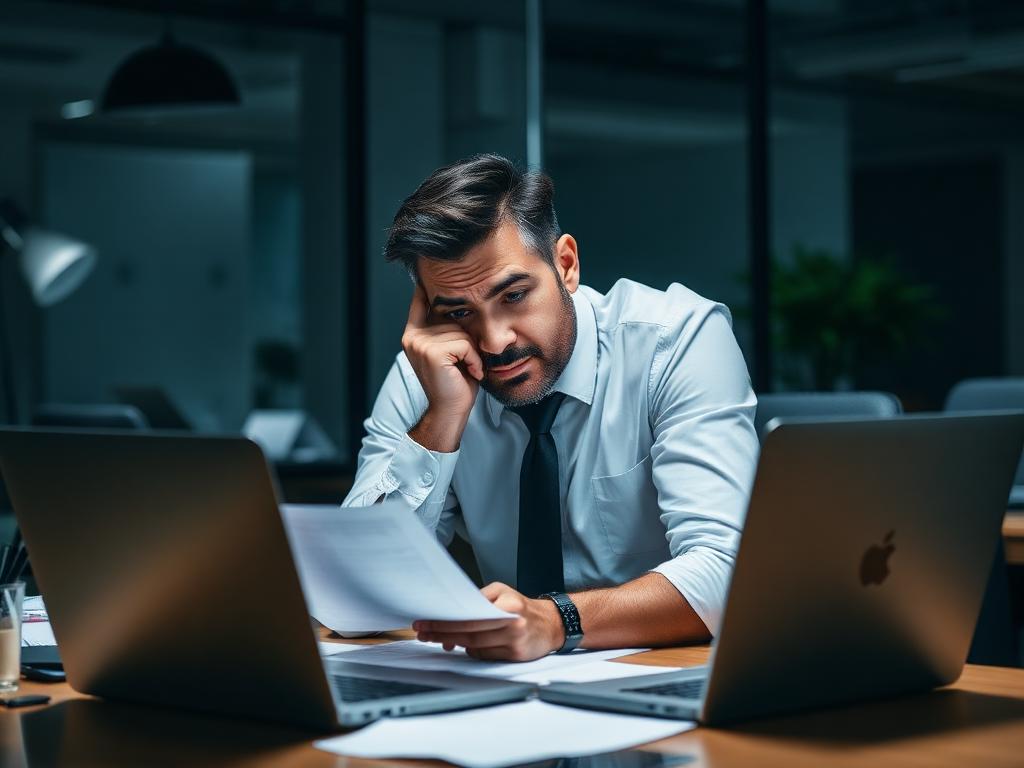 Empresário estressado com funcionário problemático